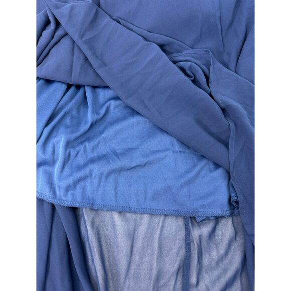 Roiii Women's Sz XL Elegant Navy Blue Chiffon Maxi Dress Cross-Back Straps - Picture 15 of 15